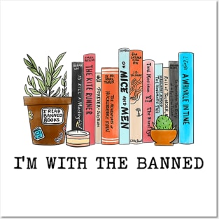 I'm With The Banned Reading Book, Banned Book , Reading Lover Gift For Librarian,book lover, floral book, Posters and Art